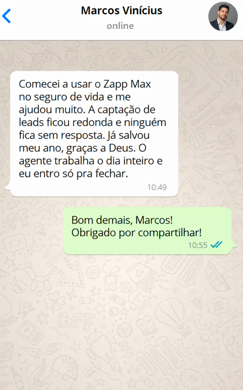 Depoimento no WhatsApp