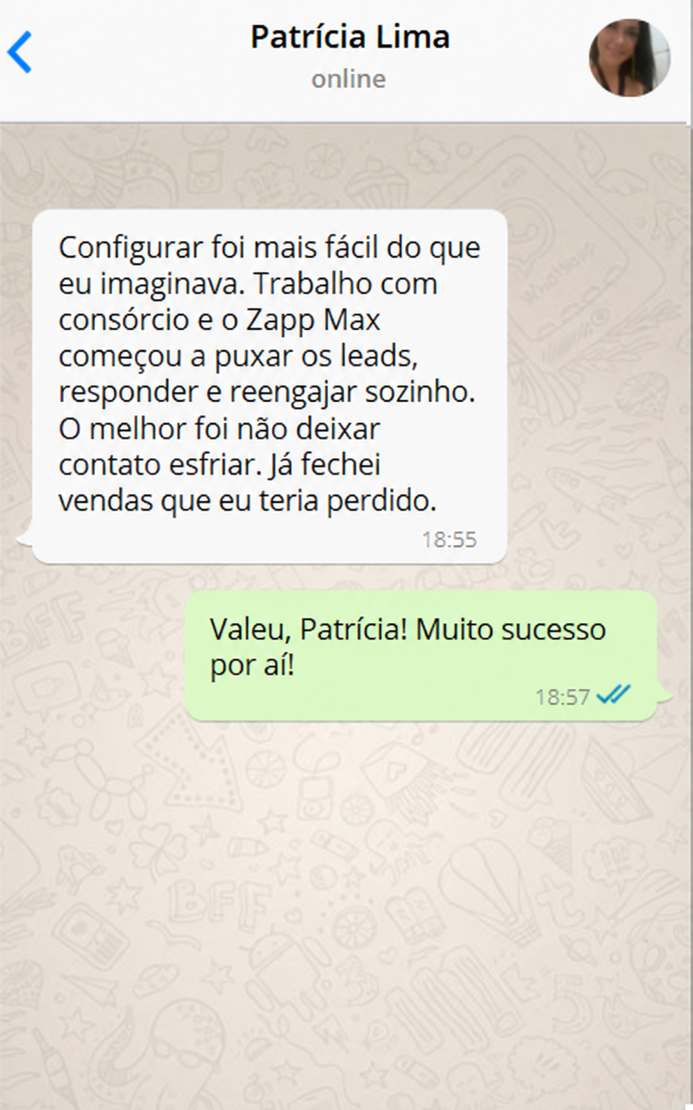 Depoimento no WhatsApp