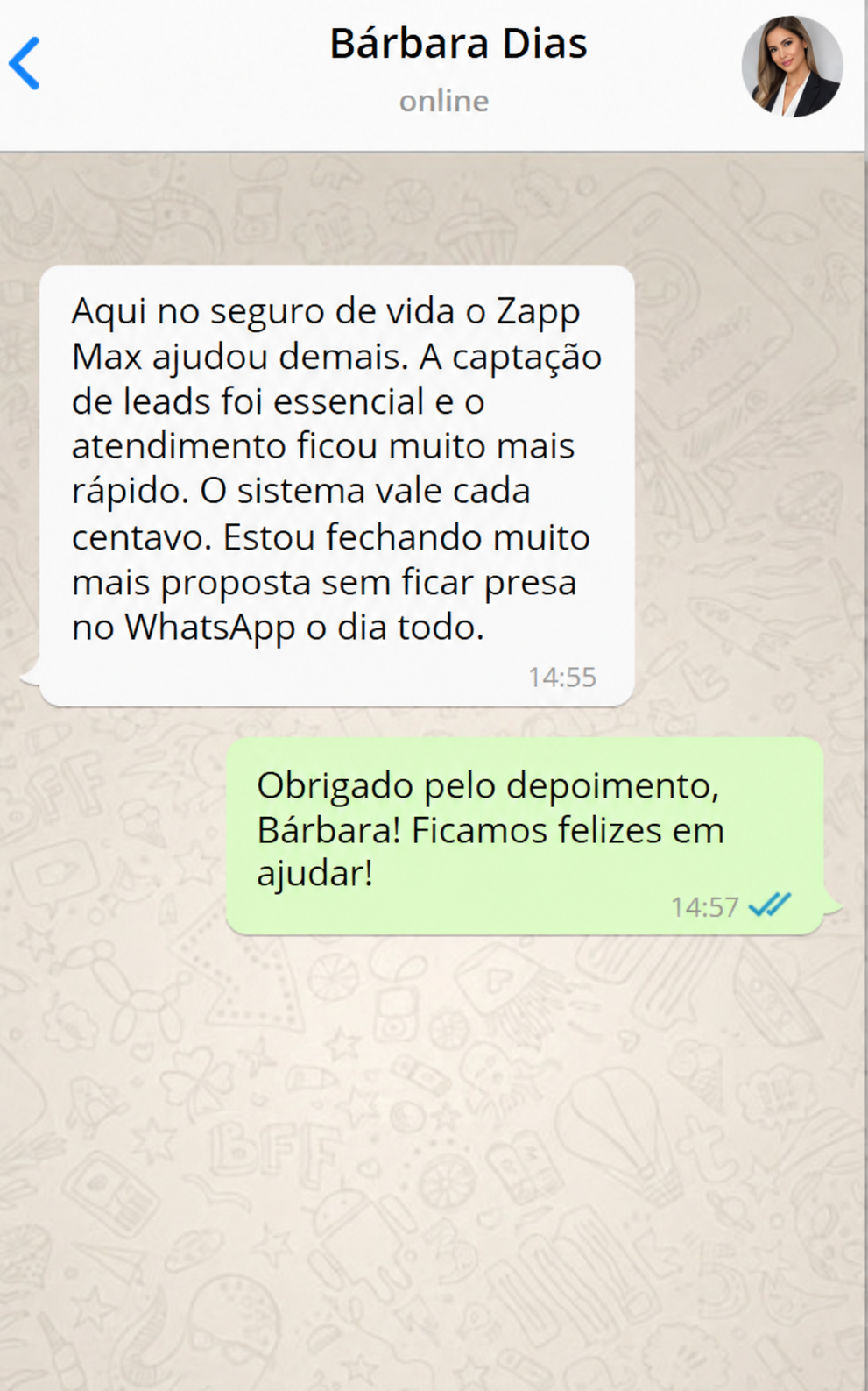 Depoimento no WhatsApp