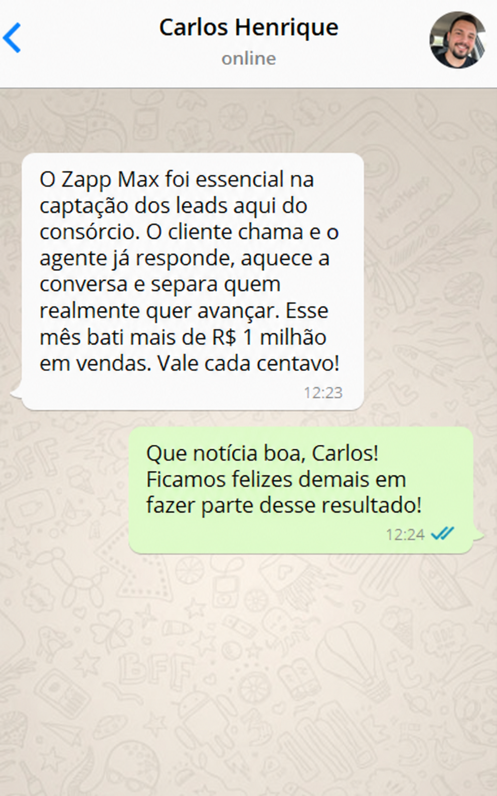 Depoimento no WhatsApp
